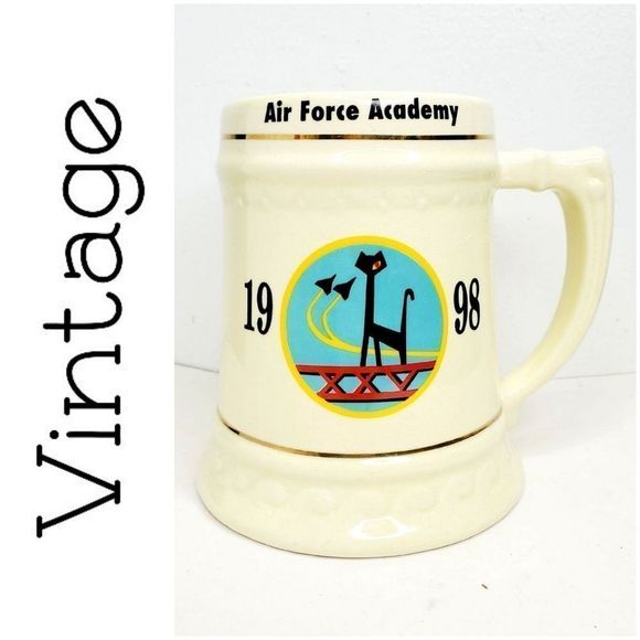 Air Force Academy beer stein mug with art deco cat vintage 1998